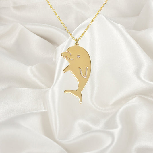 Dolphin Necklace, Animal Necklace, Geometric Necklace, Handmade Jewelry, Gift For Her, Animal Lover Gift, Animal Jewelry, Mothers Day Gifts