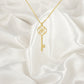 Clover Key Necklace, Key Pendant, Gold Key Pendant, Vintage Key Necklace, Friendship Necklace, Antique Key Pendant, Classic Key Pendant
