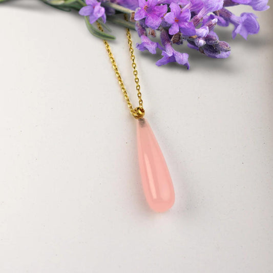 Rose Quartz Necklace, Natural Crystal Pendant, Healing Crystal Necklace, Earthy Necklace, Anxiety Necklace, Collier Quartz Rose Jewelry