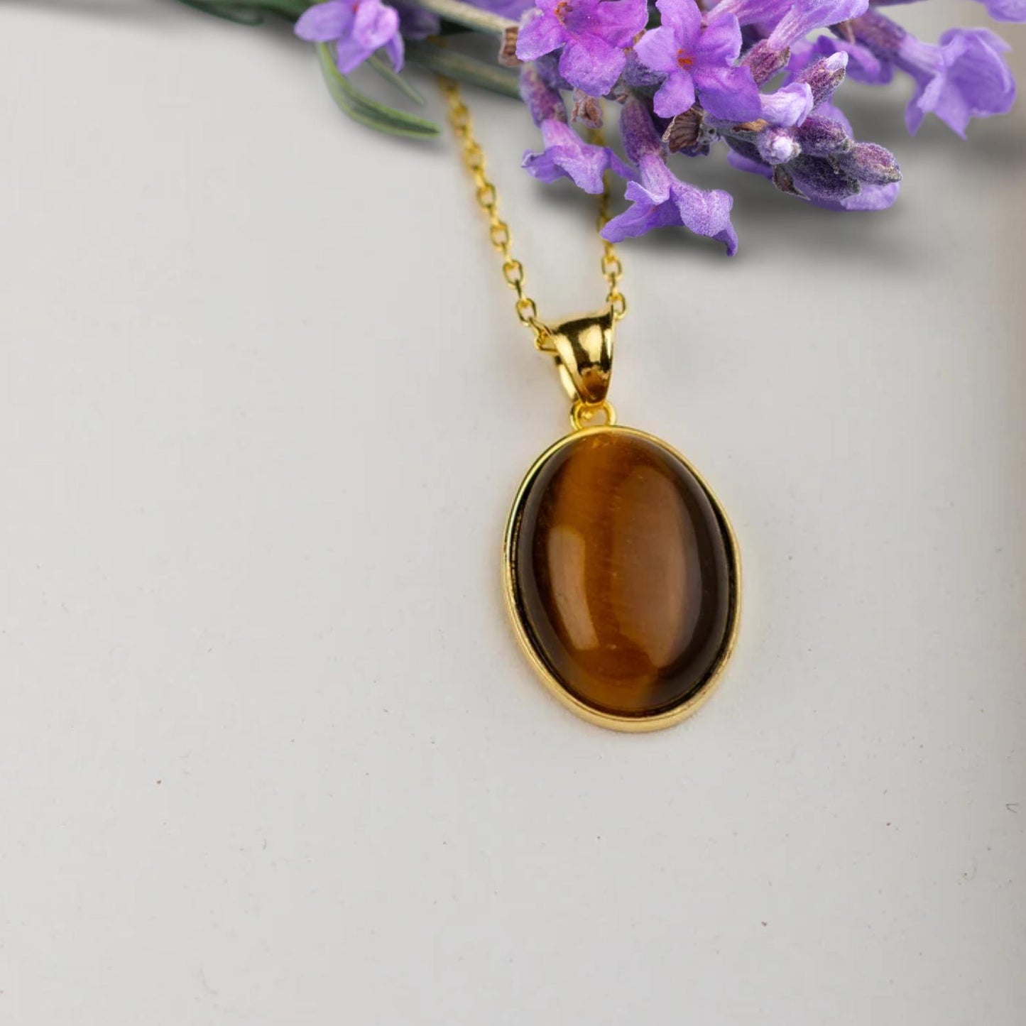 Tiger Eye Gemstone Necklace, Tigers Eye Pendant, Healing Necklace