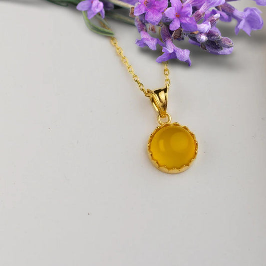 Citrine Quartz Necklace, Yellow Crystal Necklace, Crystal Necklace, November Birthstone, Agate Pendant
