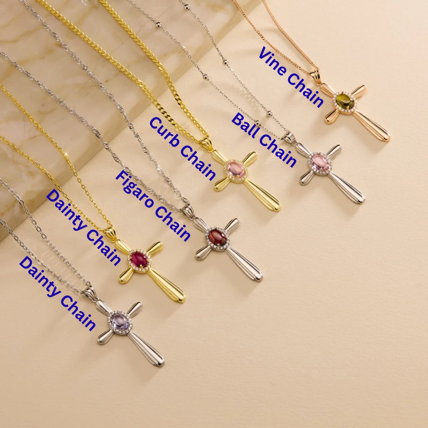 Personalized Birthstone Cross Necklace • Custom Birthstone Jewelry • Birthday Gift for Her • Christmas Gift