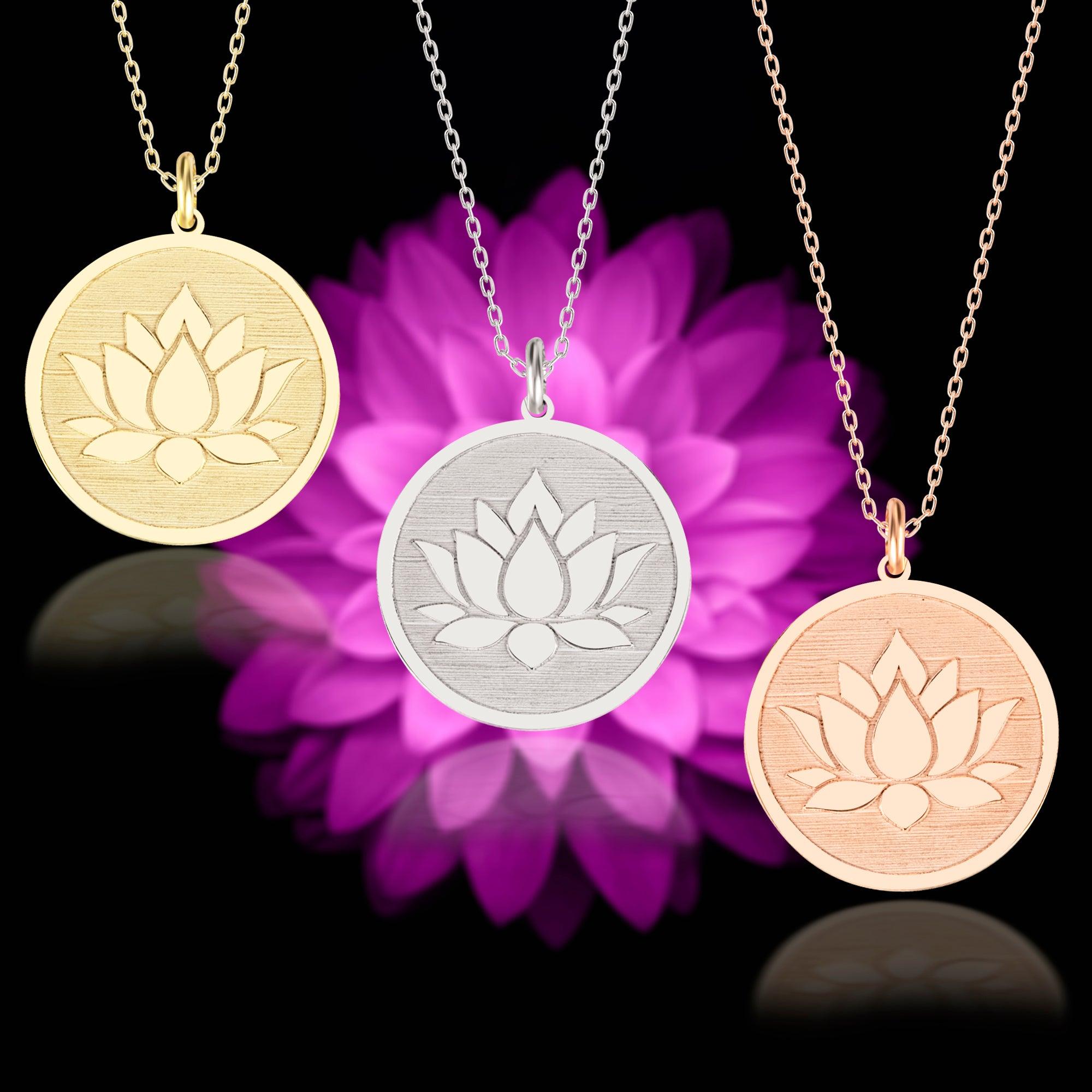 Silver Lotus Flower Pendant, Lotus Necklace, Flower Lotus Necklace