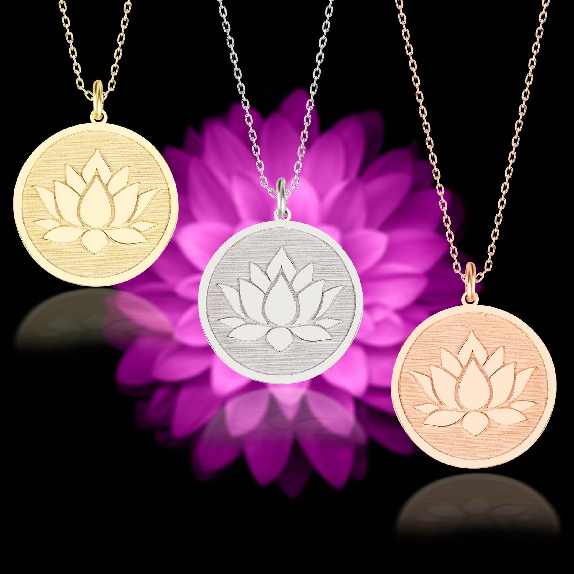 gold lotus necklace for women, birthstone necklace for Mom, lotus