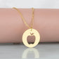 Sterling Silver Apple Necklace, Silver Teacher Necklace, Gold Apple Necklace, gift for teacher, teacher days gift, vegan vegetarian gift.