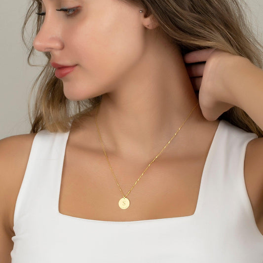 Custom Initial Date Disc Necklace, Valentine's Day, Initial necklace, Mama Necklace, Minimalist necklace, love necklace.