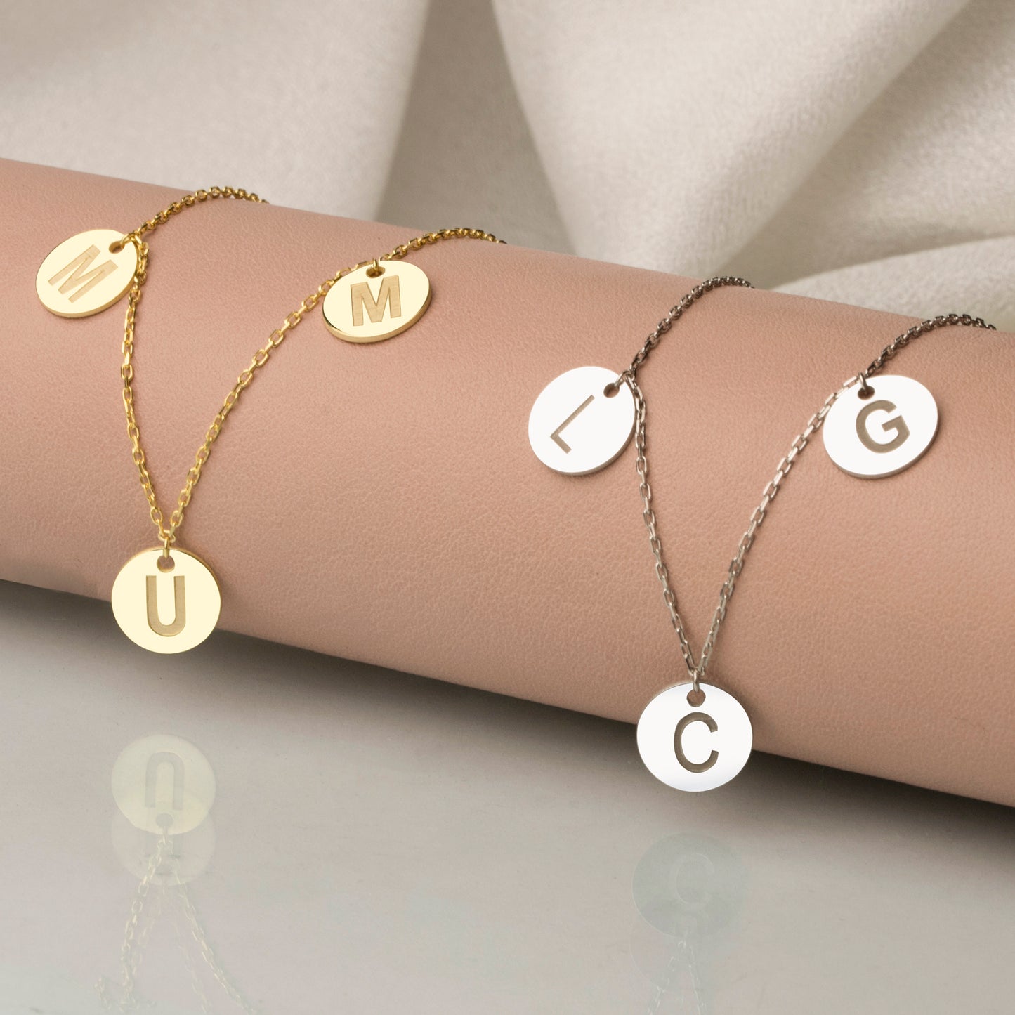 Dainty Monogram Necklace, Custom Silver Initial Necklace, Layering Charm Necklace, Gift for Her - Geniune Jewellery