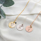 Silver Personalised Birth Flower and Birth Stone Necklace, Gold Minimalist Flower Pendant, Custom - Geniune Jewellery