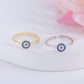 Adjustable Sterling Silver Evil Eye Ring, Protection Ring for Her, Good Luck Ring, Cz Stones Evil Eye Ring, Stackable Cz Ring, gift for BFF