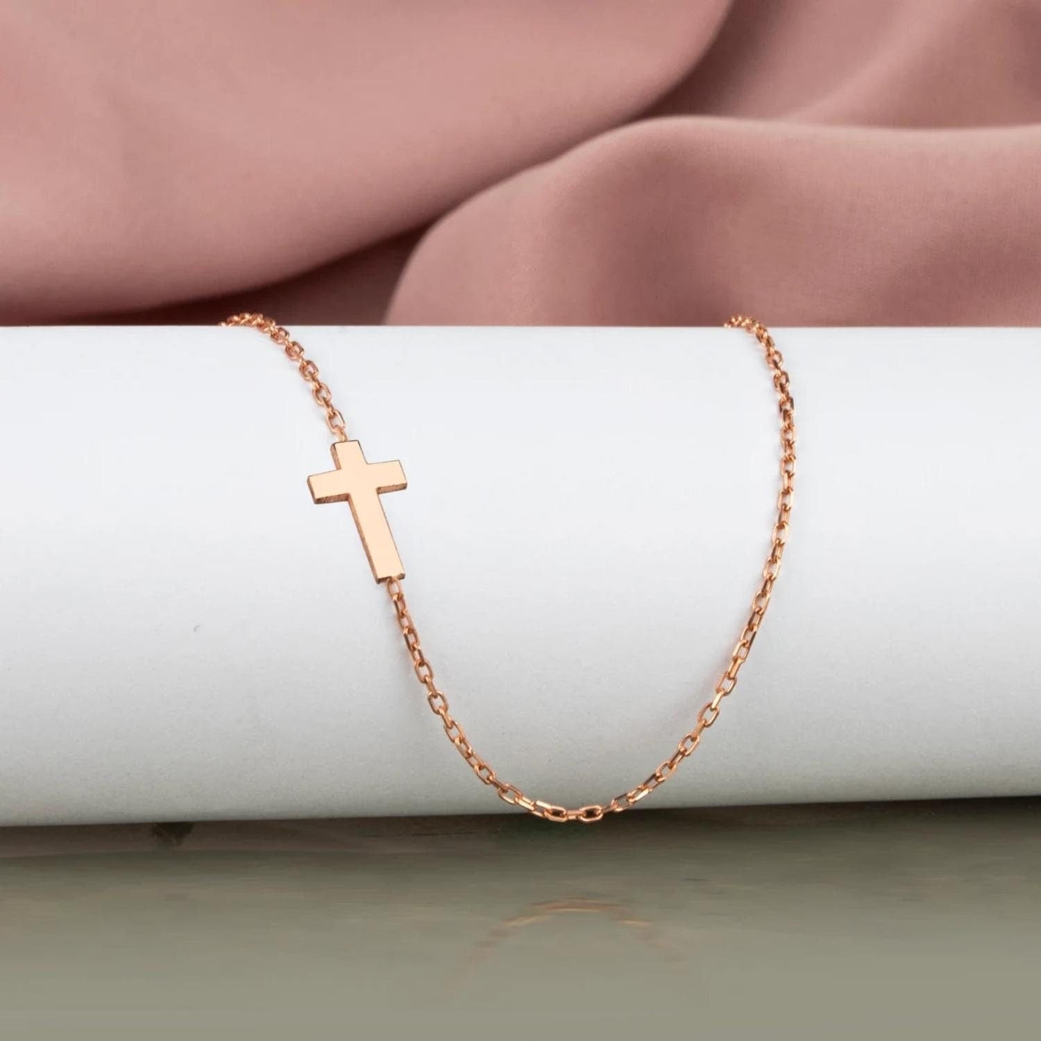 Cross Bracelet 14K Gold for Women Dainty Stacking Religious Faith Elegant  Hammered Solid Gold Birthday Gift for Her GB00002 - Etsy