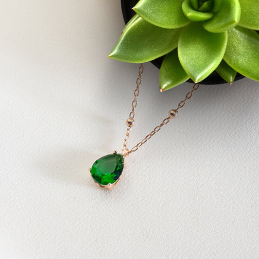 May Birthstone Necklace, Emerald Necklace, Gemstone Necklace, mothers day Necklace, Birthstone gift, Birthday gift for her, Bridesmaid Gifts