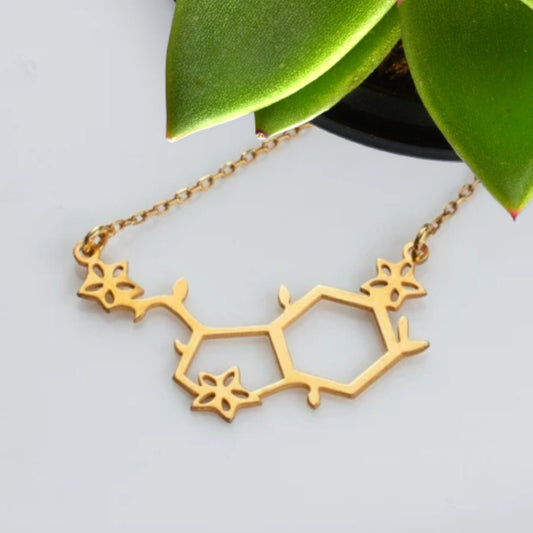 Serotonin Necklace, Molecule Necklace, gift for mom, Science Jewelry, Gift for her, Christmas gift, Chemistry Pendant, Happiness Necklace