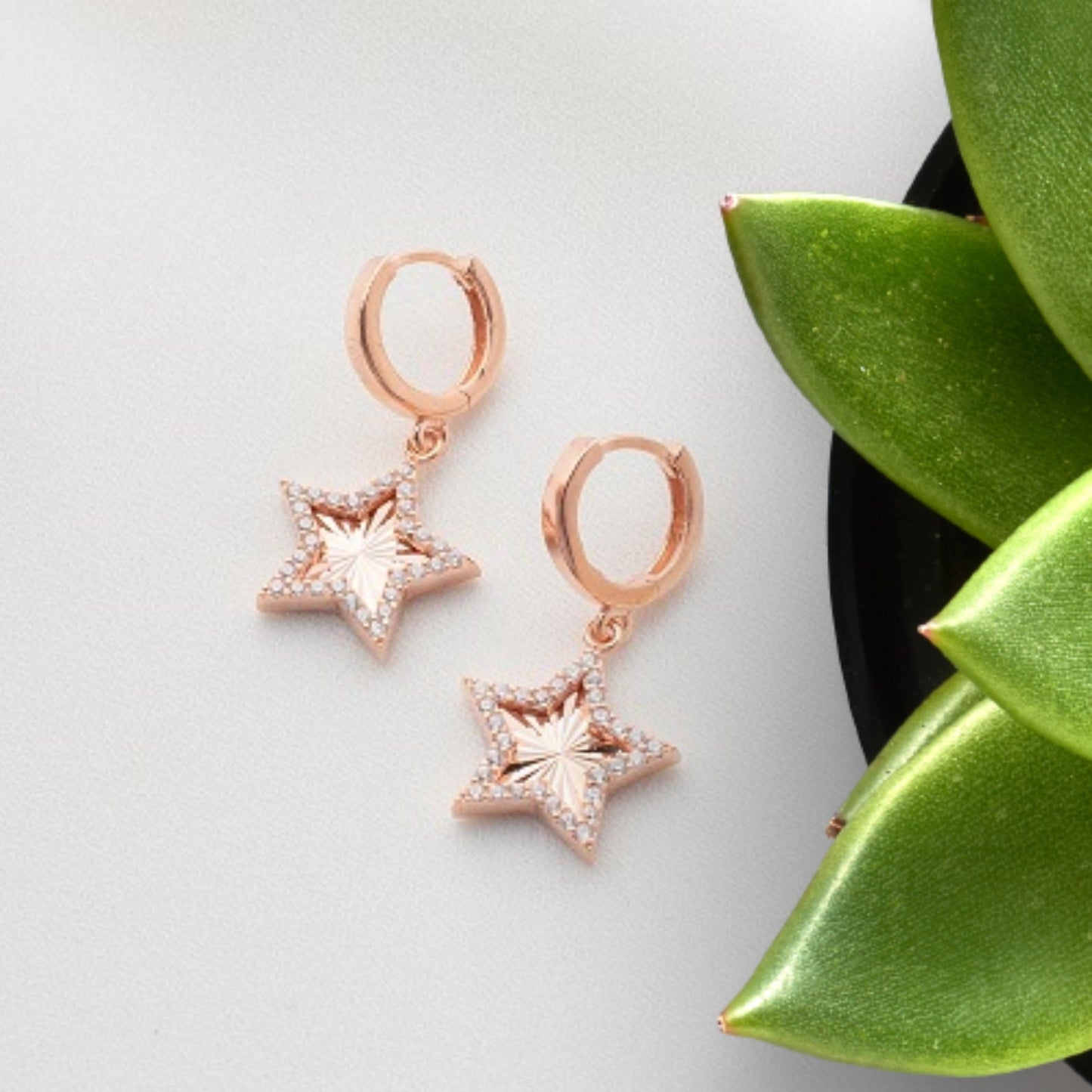 Sterling Silver Dangle Star earrings, birthday gift for her, gifts for mother, best friend gifts, star huggie hoop earrings, dangle earrings