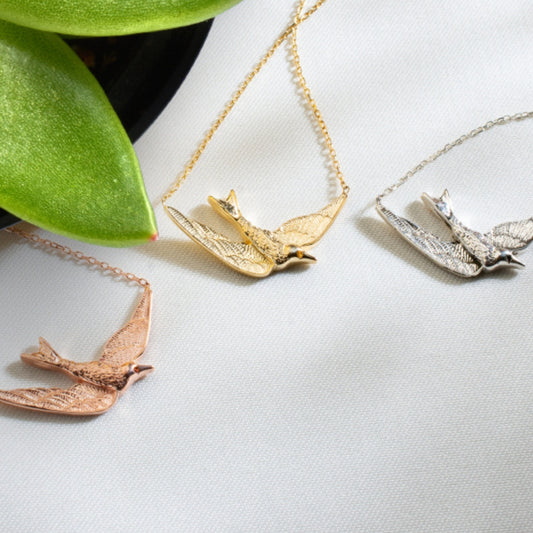 Sterling Silver Swallow Necklace, Swallow Jewelry, Bird Pendant, Bird Necklace, Ornithologist Jewelry, Bird Lover Necklace, Freedom Necklace